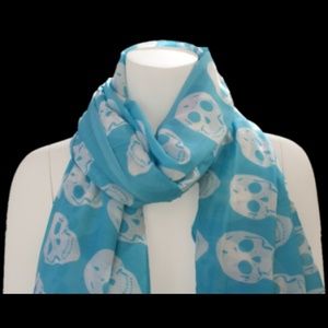 SKULL COTTON SCARF BLUE